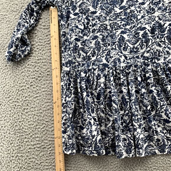 Peruvian Connection Dress Women's XS Blue Floral Mini Twee 2010 Boho Late Summer - Picture 9 of 10